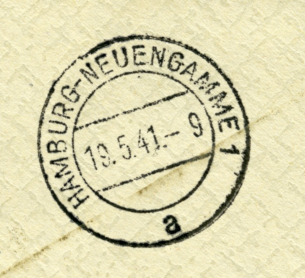 Abbildung des Poststempels Hamburg-Neuengamme, gelöst am 19. Mai 1941.