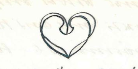 "Briefausschnitt, der ein gemaltes Herz zeigt, wahrscheinlich mit Bleistift, zweifach nachgezeichnet."
