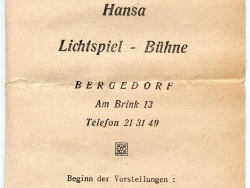 Kinoprogramm Hansa-Lichtspielbühne Bergedorf 3. bis 9. Mai 1940